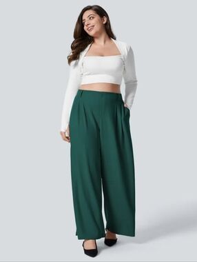 Halara Flex High Waisted Side Pocket Wide Leg Waffle Work Pants
Green 2X